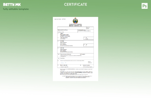 модерен стил Северна Македонија витална евиденција извод од матичната книга на р